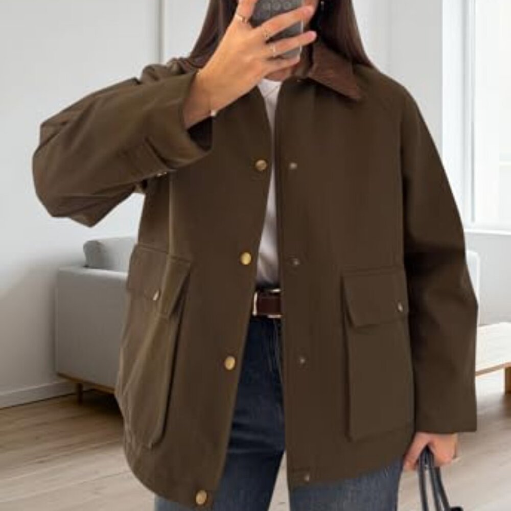 Casual Cargo Jacket Lightweight Button Front Long… - image 5